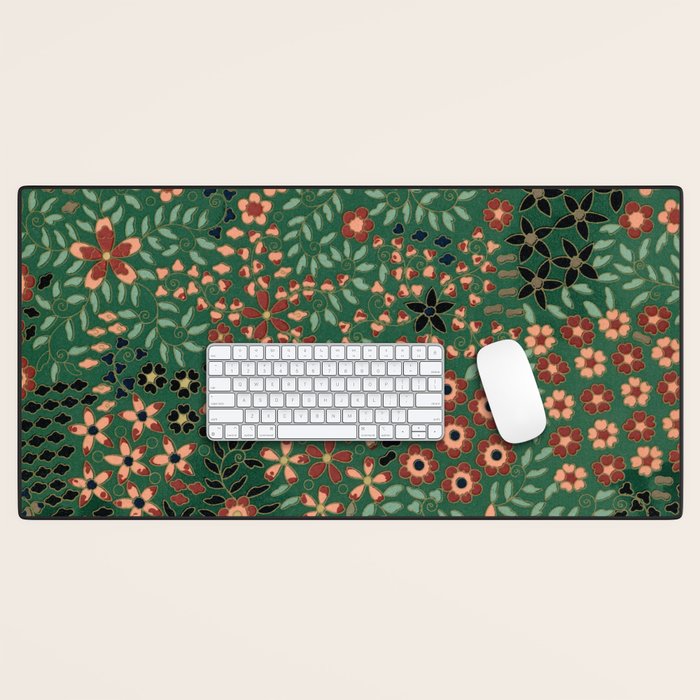 Japanese floral print pattern Desk Mat Gallery Image 1