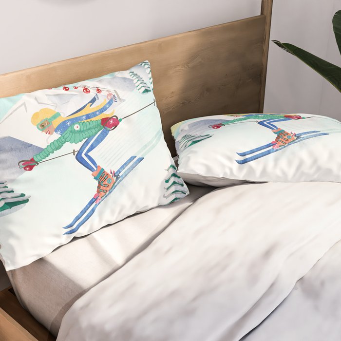 Skiing Girl Pillow Sham Gallery Image 2