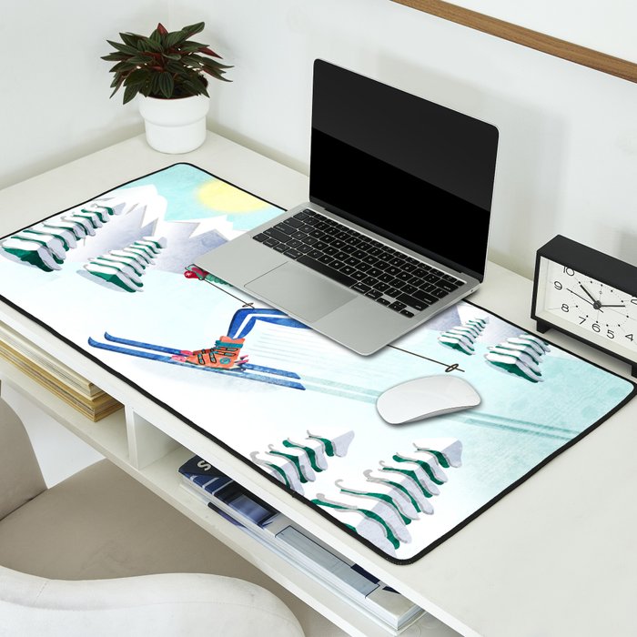 Skiing Girl Desk Mat Gallery Image 2