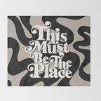 This Must Be The Place - 70s, Vintage, Retro, Abstract Pattern (Black & Beige) Throw Blanket Gallery Image 2
