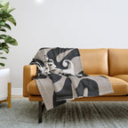 This Must Be The Place - 70s, Vintage, Retro, Abstract Pattern (Black & Beige) Throw Blanket Gallery Image 1