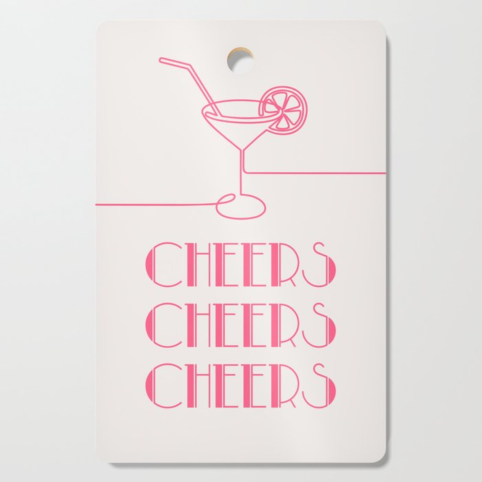 Cheers Cocktail (Pink) Cutting Board Gallery Image 1
