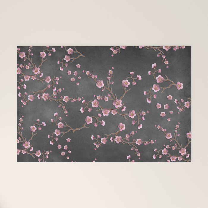 SAKURA LOVE - GRUNGE BLACK Welcome Mat Gallery Image 1