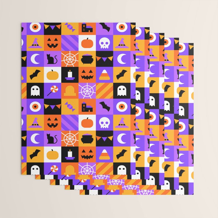 Geometric halloween mosaic pattern Wrapping Paper Gallery Image 3