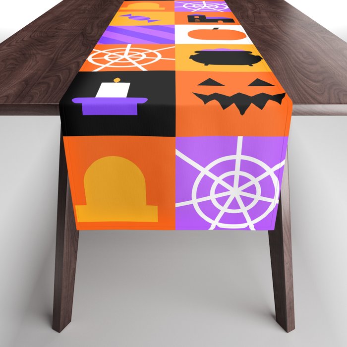 Geometric halloween mosaic pattern Table Runner Gallery Image 1