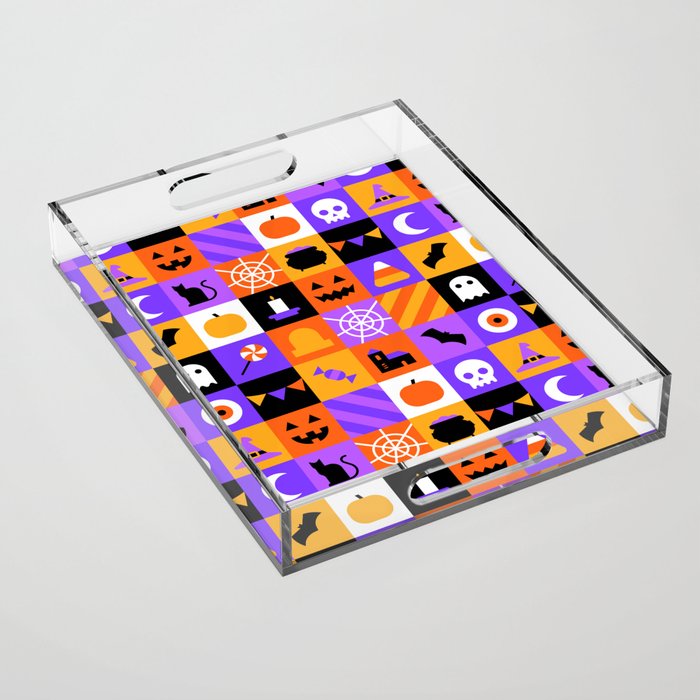 Geometric halloween mosaic pattern Acrylic Tray Gallery Image 1