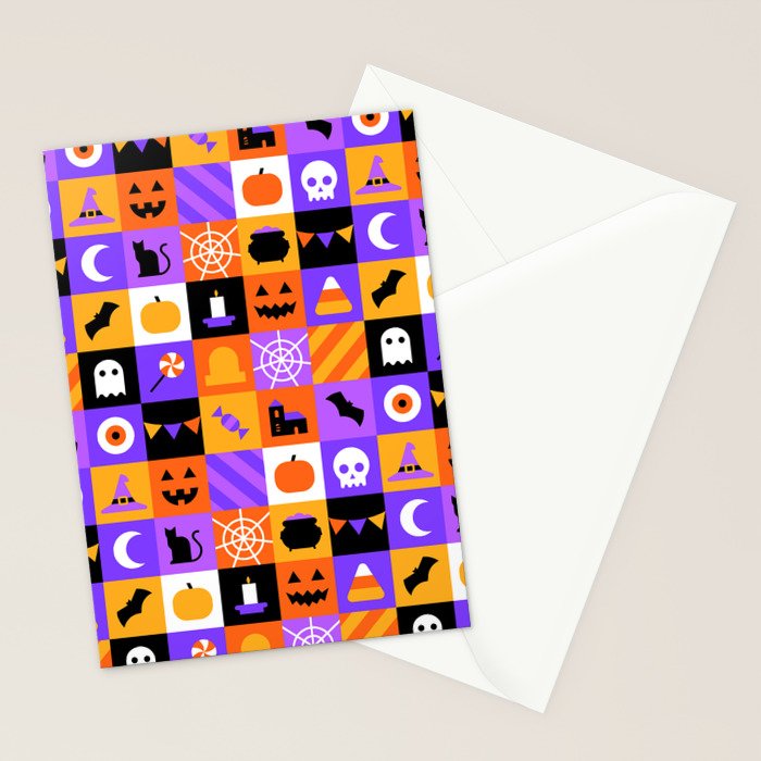 Geometric halloween mosaic pattern Stationery Card Gallery Image 2