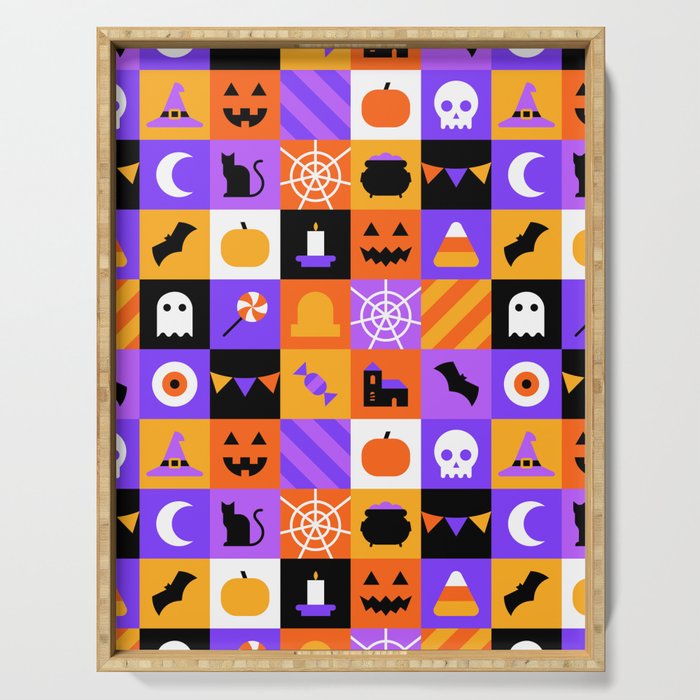 Geometric halloween mosaic pattern Serving Tray Gallery Image 1