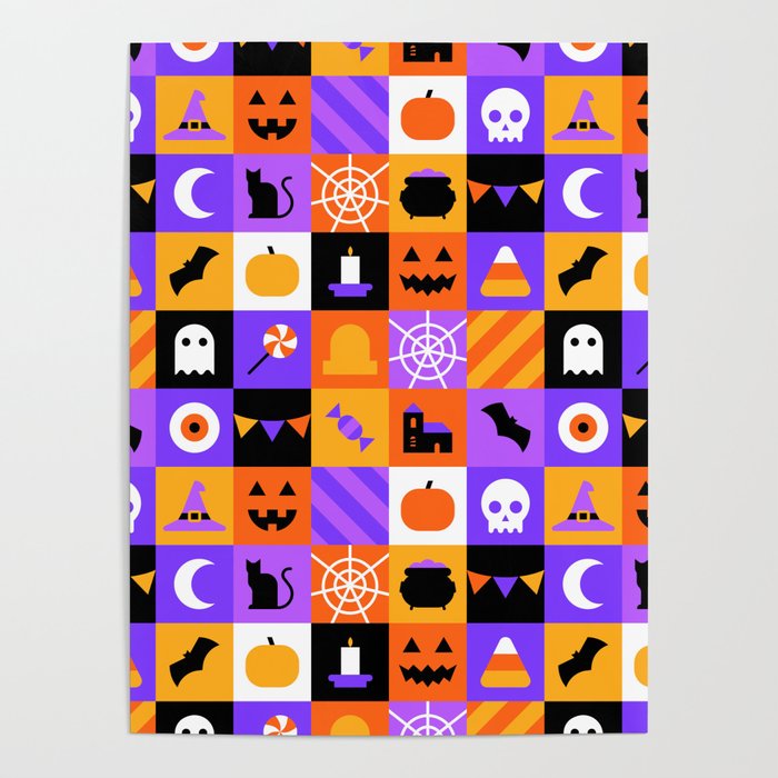 Geometric halloween mosaic pattern Poster Gallery Image 4