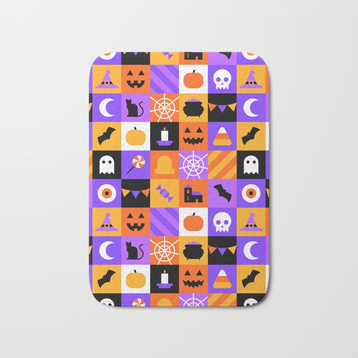 Geometric halloween mosaic pattern Bath Mat Gallery Image 1