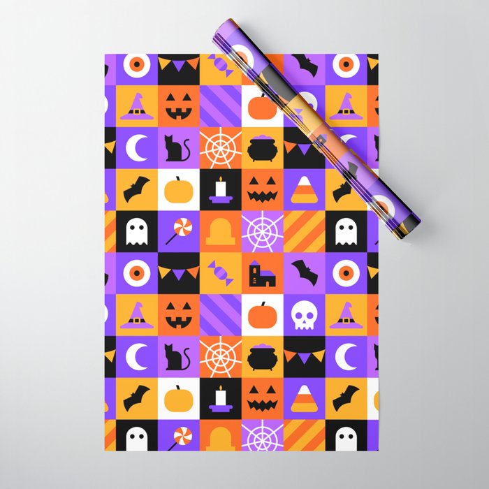 Geometric halloween mosaic pattern Wrapping Paper Gallery Image 1