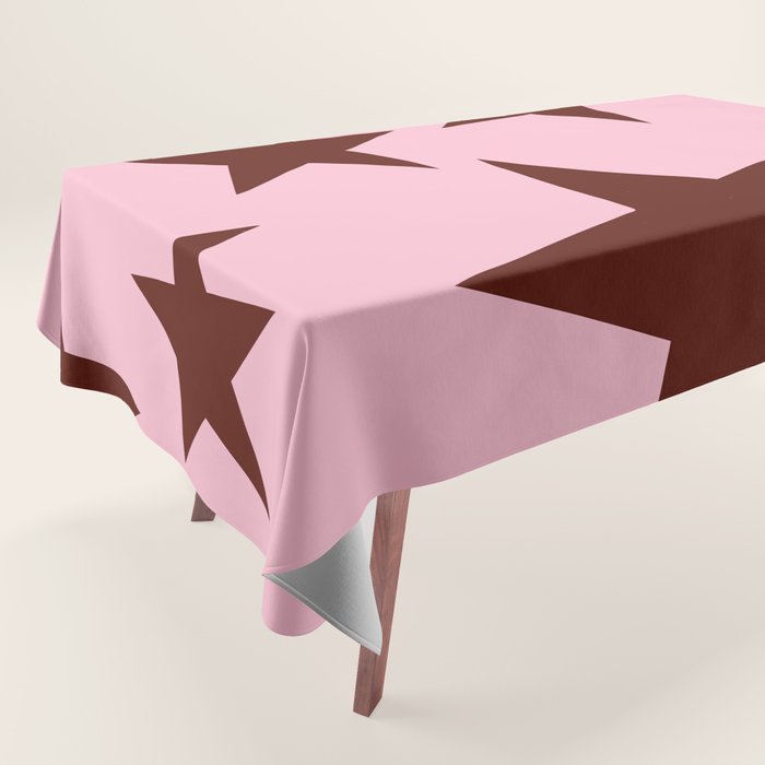 Pink and Burgundy Big Ol Stars Tablecloth Gallery Image 1