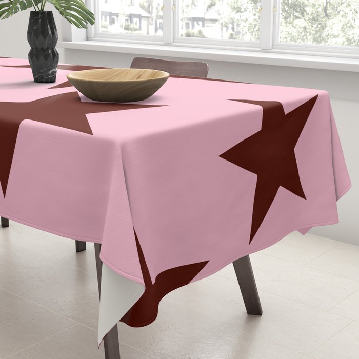 Pink and Burgundy Big Ol Stars Tablecloth Gallery Image 3