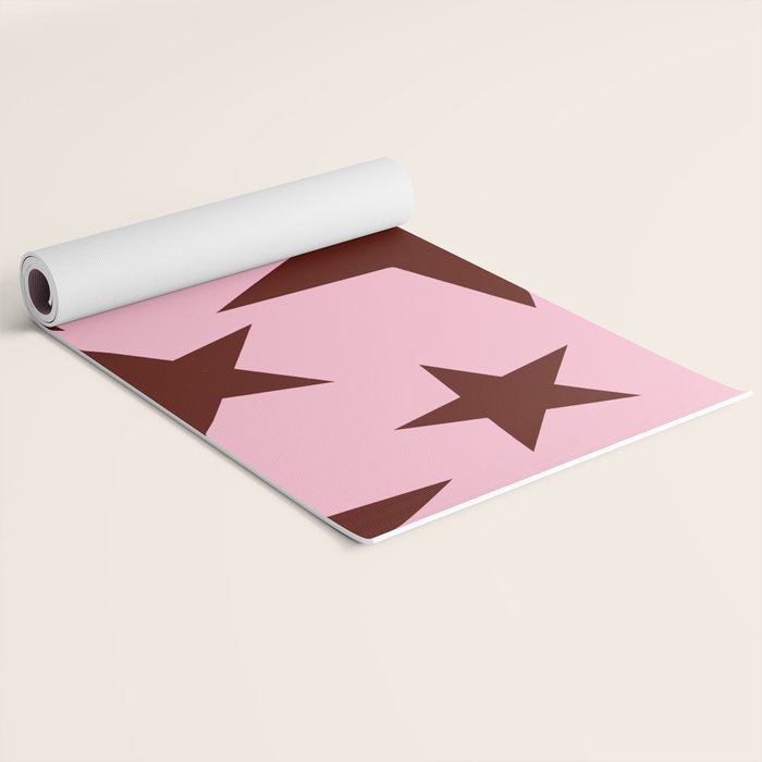 Pink and Burgundy Big Ol Stars Yoga Mat Gallery Image 2