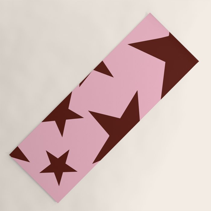 Pink and Burgundy Big Ol Stars Yoga Mat Gallery Image 1