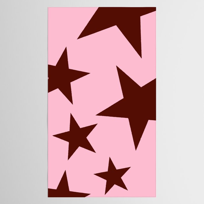 Pink and Burgundy Big Ol Stars Tablecloth Gallery Image 2