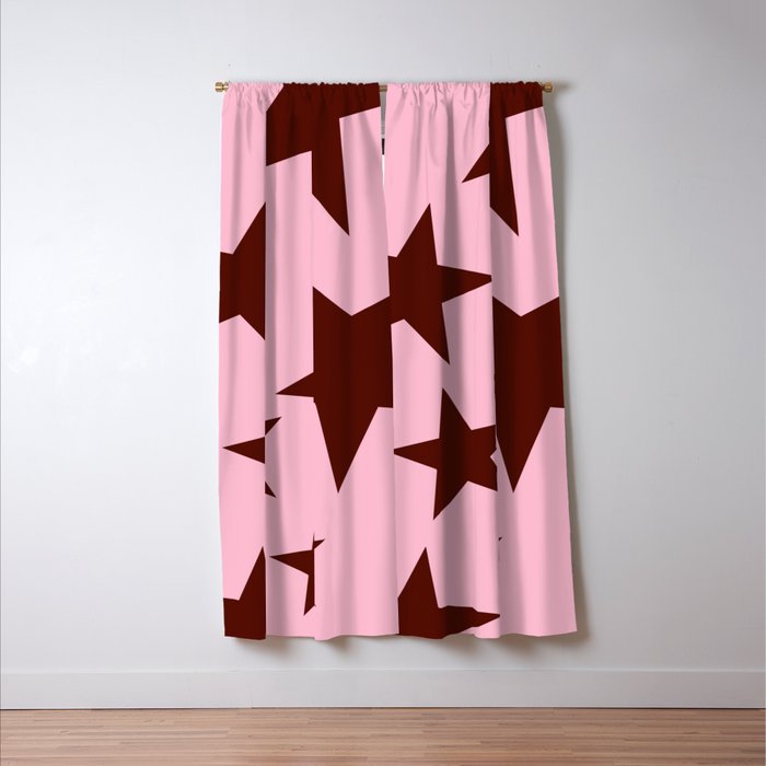Pink and Burgundy Big Ol Stars Window Curtain Gallery Image 3