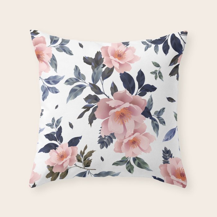 lush rosehip flowers Throw Pillow Gallery Image 6