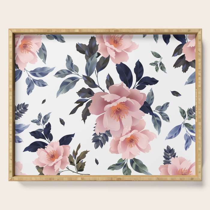 lush rosehip flowers Serving Tray Gallery Image 1