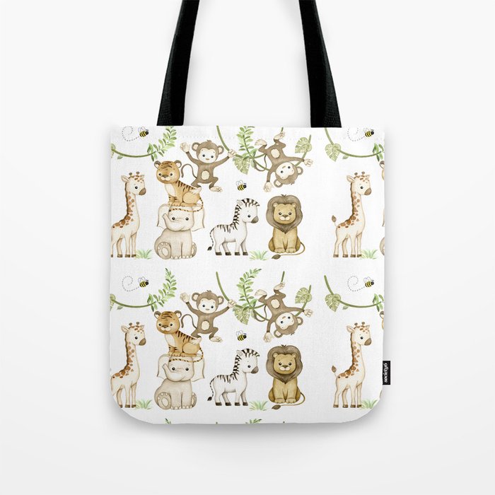 Watercolor Safari Jungle Animals  Tote Bag Gallery Image 1