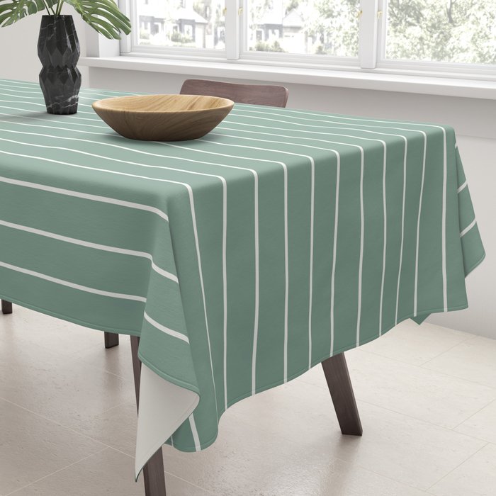 Minimal Arch XXXVII Natural Green Modern Geometric Lines Tablecloth Gallery Image 3