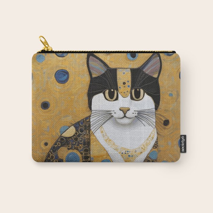 Pretty Klimt Cat with Gold Jewelry Carry All Pouch Gallery Image 1