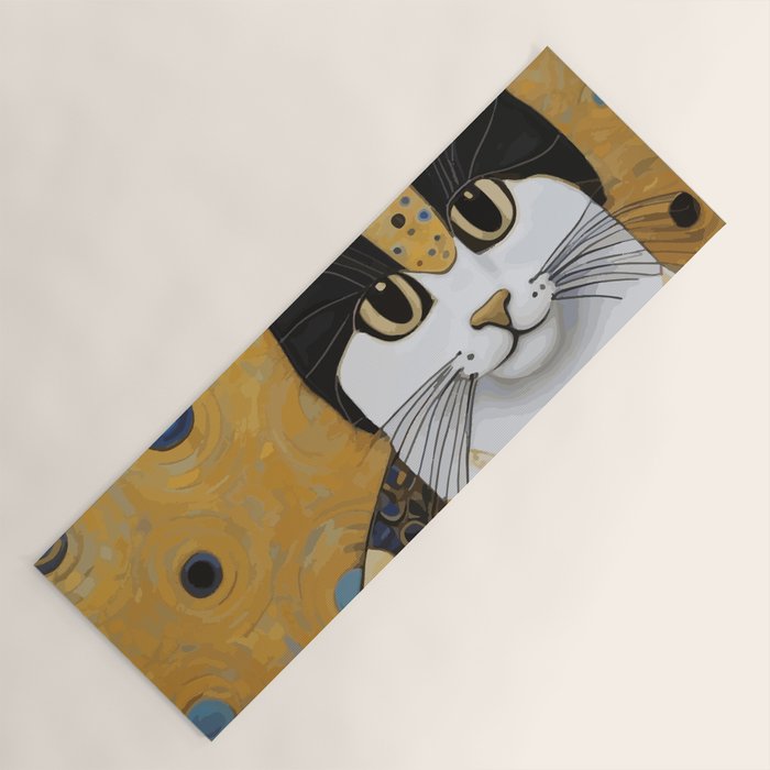 Pretty Klimt Cat with Gold Jewelry Yoga Mat Gallery Image 1