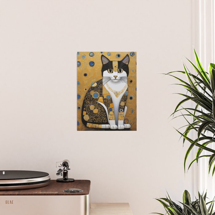 Pretty Klimt Cat with Gold Jewelry Poster Gallery Image 2