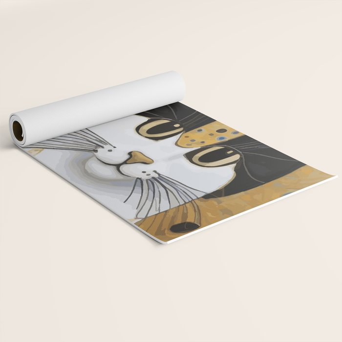 Pretty Klimt Cat with Gold Jewelry Yoga Mat Gallery Image 2