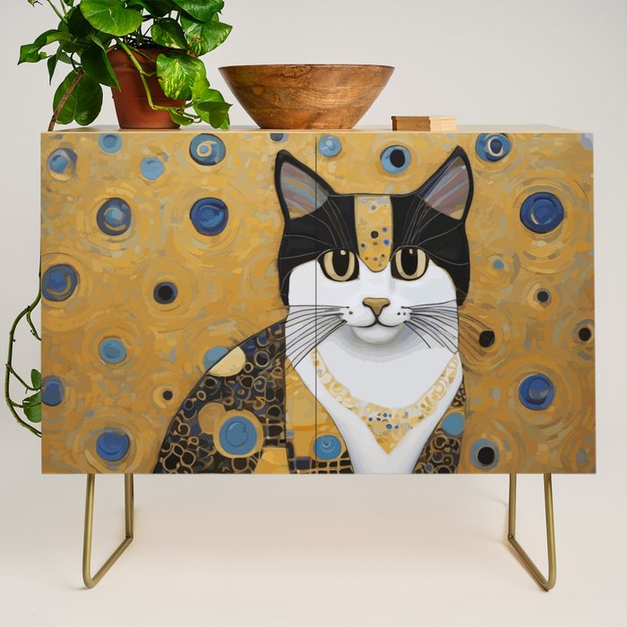 Pretty Klimt Cat with Gold Jewelry Credenza Gallery Image 1