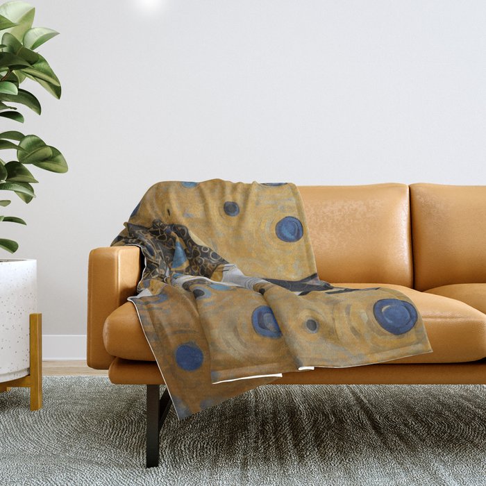 Pretty Klimt Cat with Gold Jewelry Throw Blanket Gallery Image 1