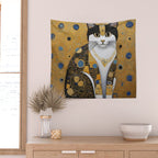 Pretty Klimt Cat with Gold Jewelry Wall Tapestry Gallery Image 2