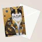 Pretty Klimt Cat with Gold Jewelry Stationery Card Gallery Image 2