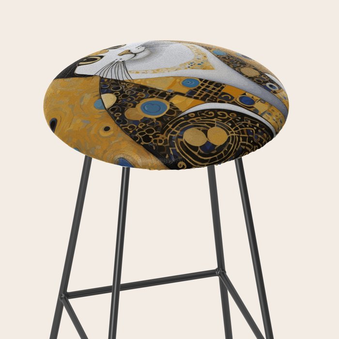 Pretty Klimt Cat with Gold Jewelry Stool Gallery Image 2