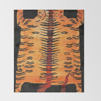Tibetan Antique Tiger Rug Print Throw Blanket Gallery Image 2