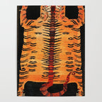 Tibetan Antique Tiger Rug Print Poster Gallery Image 4