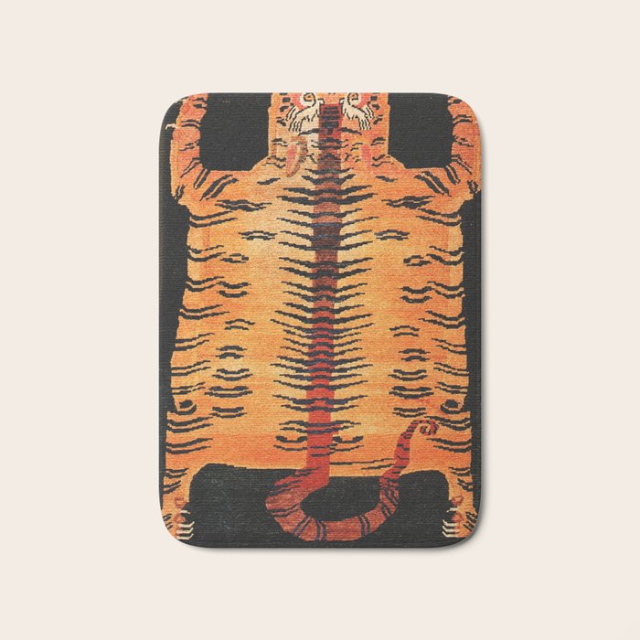 Tibetan Antique Tiger Rug Print Bath Mat Gallery Image 1