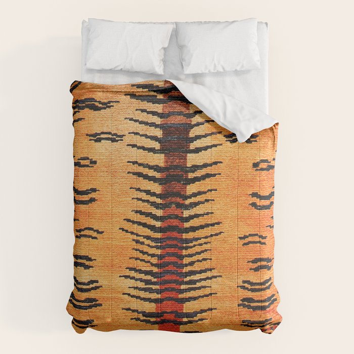 Tibetan Antique Tiger Rug Print Comforter Gallery Image 1
