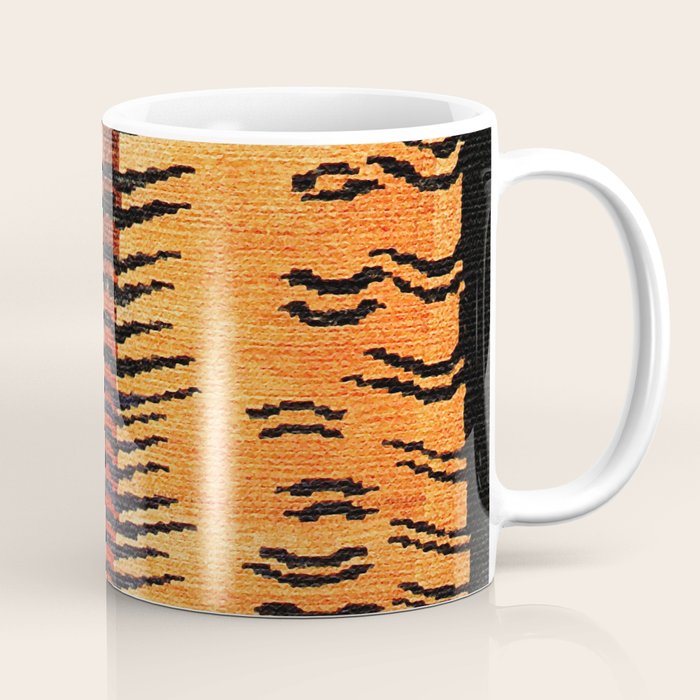 Tibetan Antique Tiger Rug Print Coffee Mug Gallery Image 1