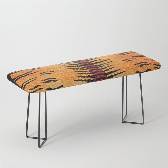Tibetan Antique Tiger Rug Print Bench Gallery Image 1