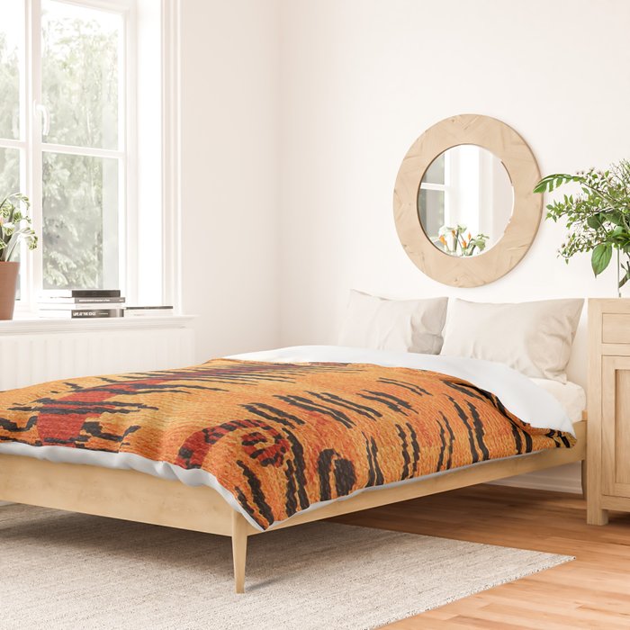 Tibetan Antique Tiger Rug Print Duvet Cover Gallery Image 2