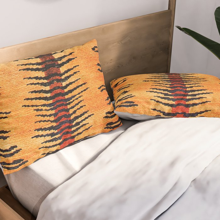 Tibetan Antique Tiger Rug Print Pillow Sham Gallery Image 2