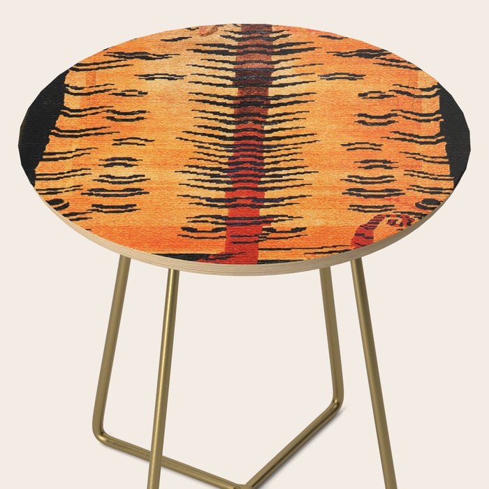 Tibetan Antique Tiger Rug Print Side Table Gallery Image 2