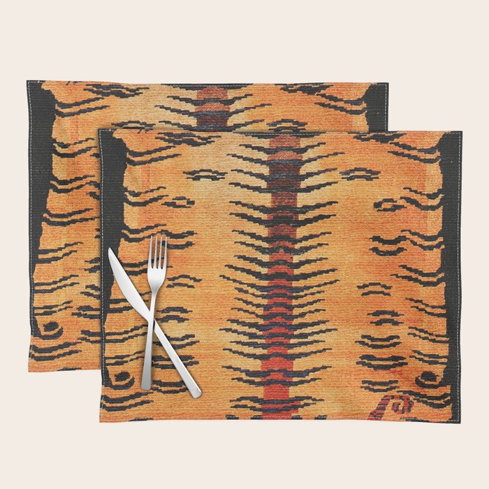 Tibetan Antique Tiger Rug Print Placemat Gallery Image 1