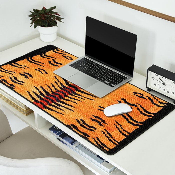 Tibetan Antique Tiger Rug Print Desk Mat Gallery Image 2