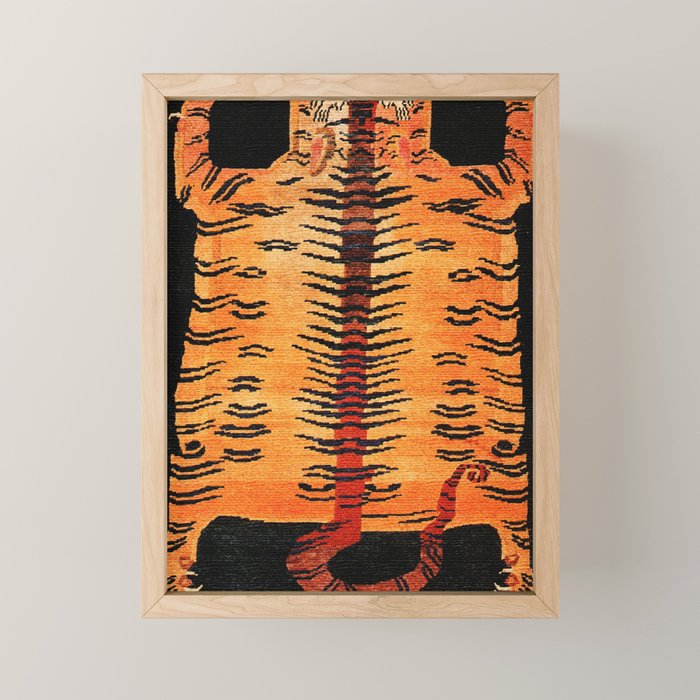 Tibetan Antique Tiger Rug Print Mini Art Print Gallery Image 1