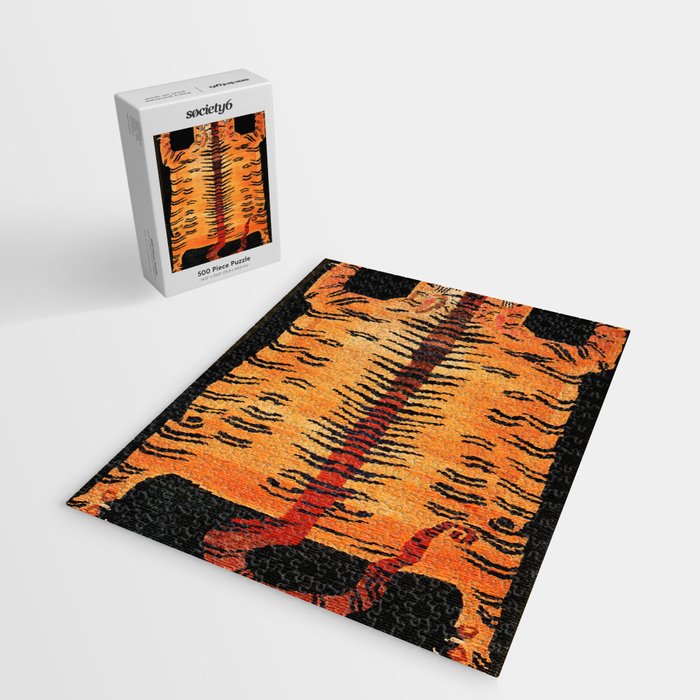 Tibetan Antique Tiger Rug Print Jigsaw Puzzle Gallery Image 2
