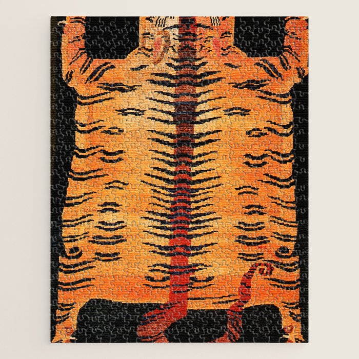 Tibetan Antique Tiger Rug Print Jigsaw Puzzle Gallery Image 1