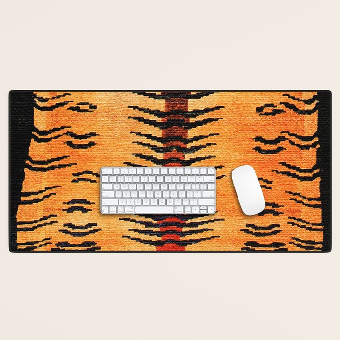 Tibetan Antique Tiger Rug Print Desk Mat Gallery Image 1
