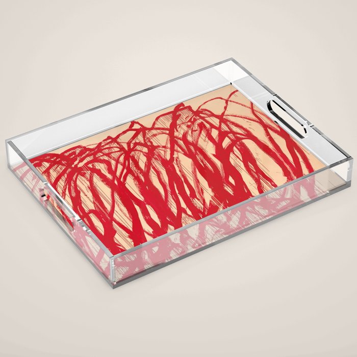 cy twombly red line Acrylic Tray